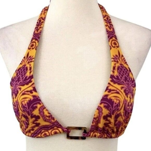 Victoria’s Secret Paisley Print Tortoise Center Halter Bikini Top Size Small - Picture 1 of 8